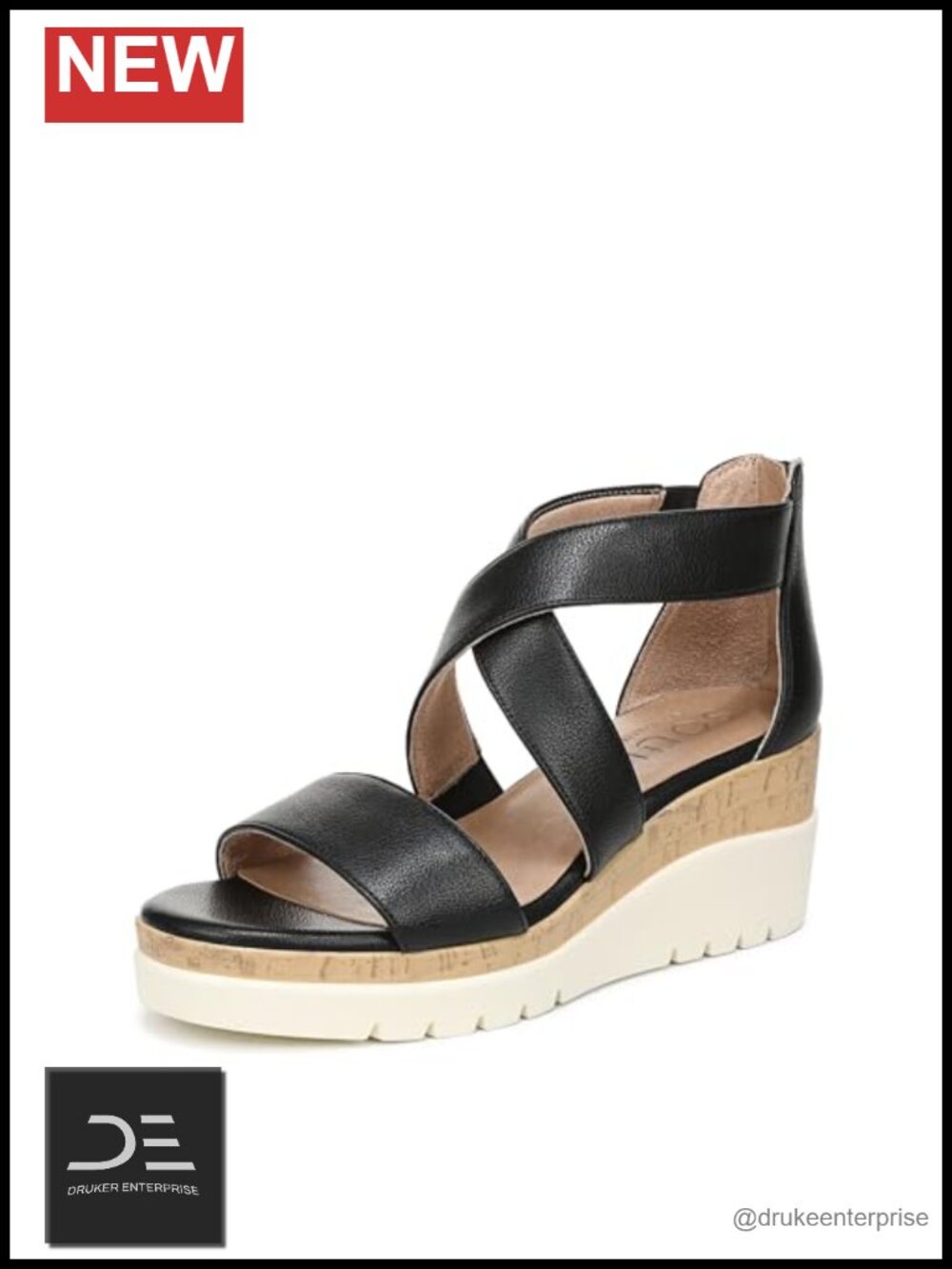 Naturalizer Goodtimes Strappy Wedge Sandal with Memory Foam Comfort, Open Toe